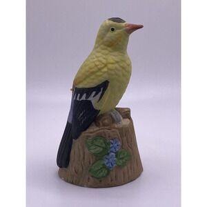 Vintage Jasco Feathered Friends 1979 Bisque Porcelain Bird Bell Figure